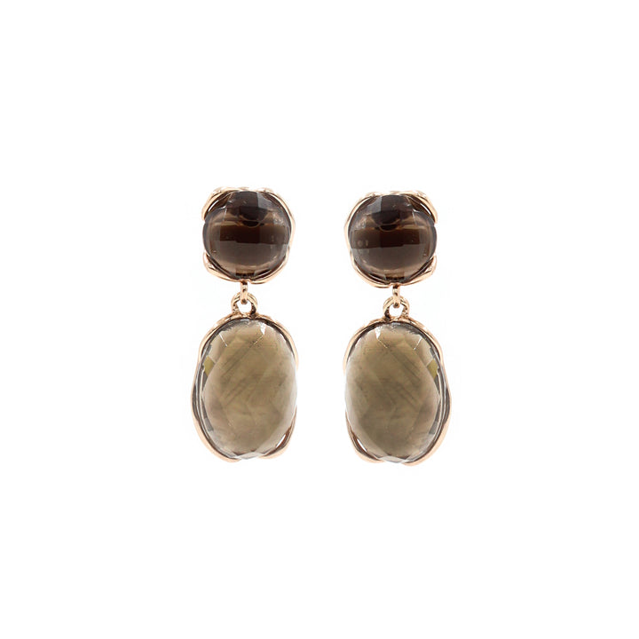 Faceted smoky quartz earrings mounted on silver