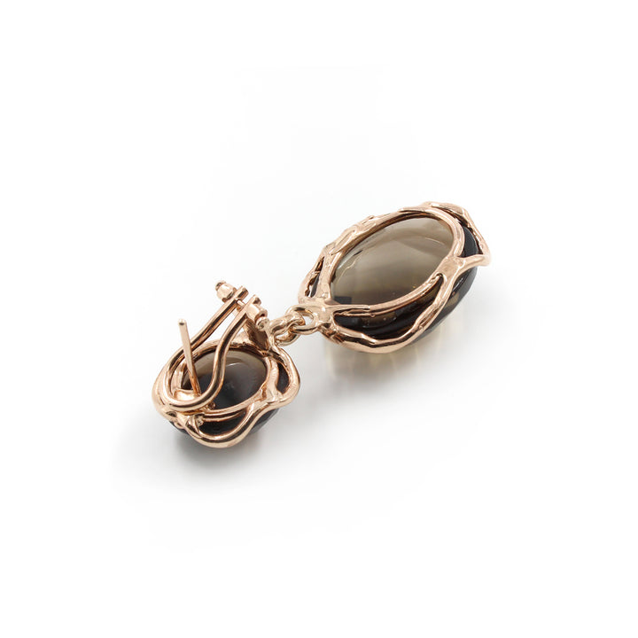 Faceted smoky quartz earrings mounted on silver