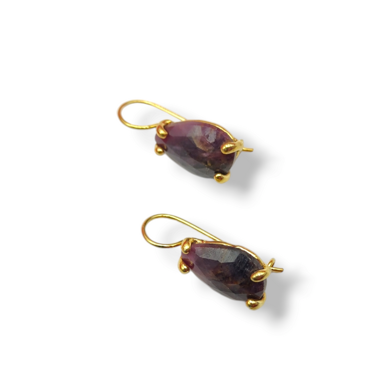 "Sapphire Root" Earrings Mounted on Silver