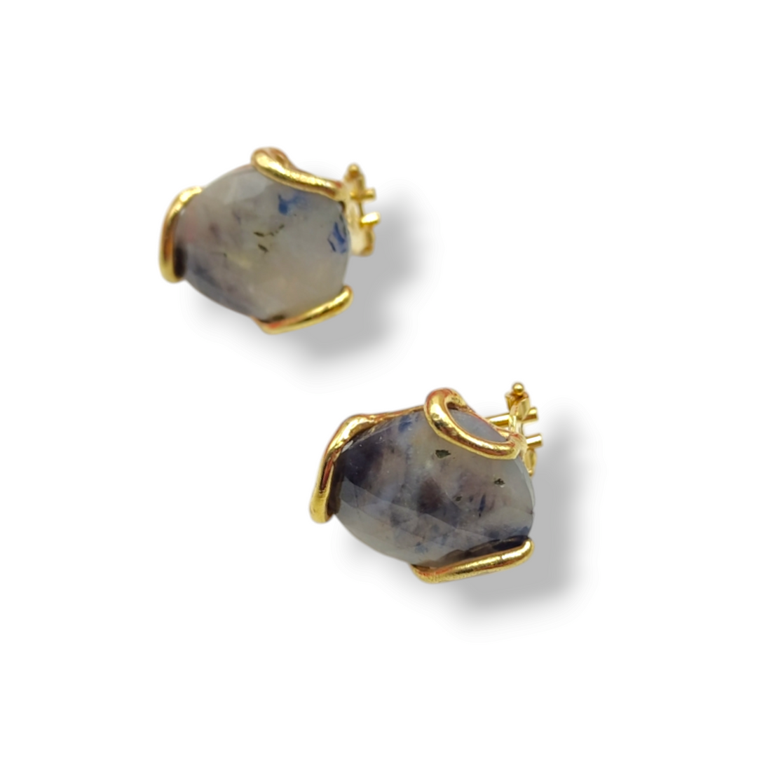 "Sapphire Root" Earrings Mounted on Silver