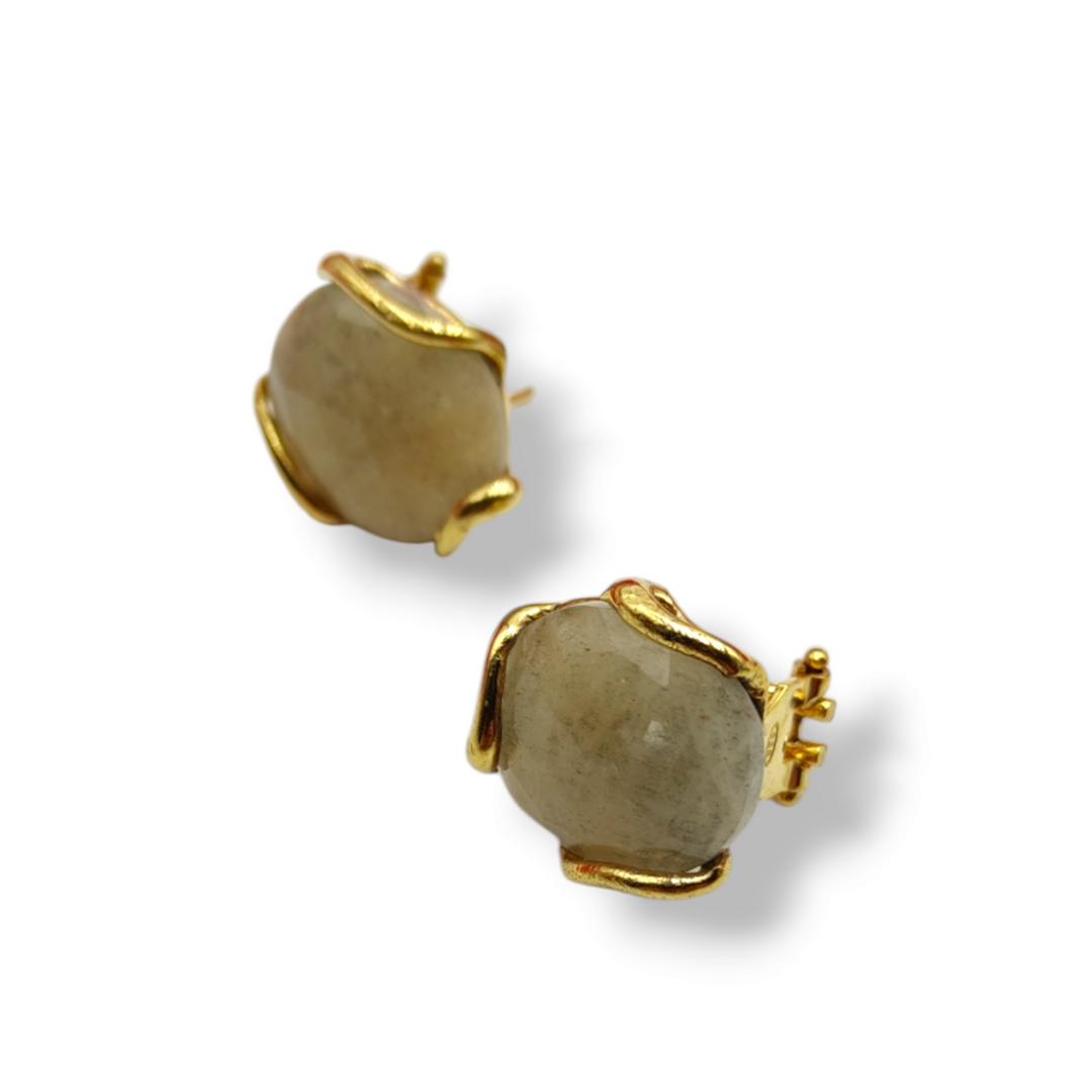 "Sapphire Root" Earrings Mounted on Silver
