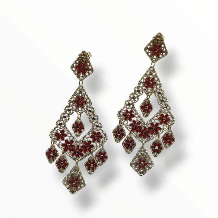 Gypsy earrings with filigree workmanship in silver and zirconia