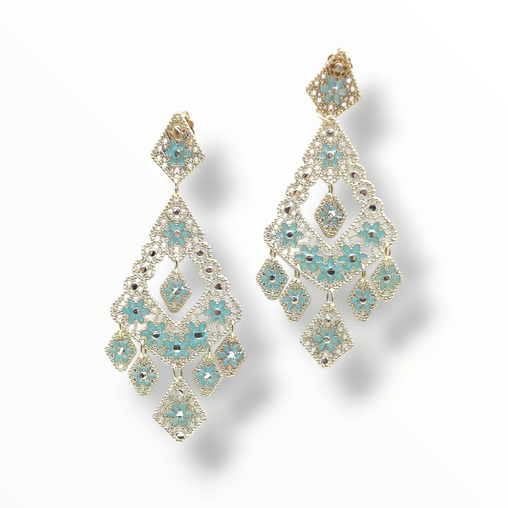 Gypsy earrings with filigree workmanship in silver and zirconia