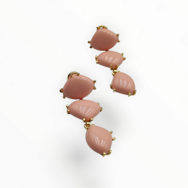 Coral paste "stone" earrings set in silver