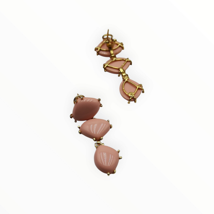 Coral paste "stone" earrings set in silver