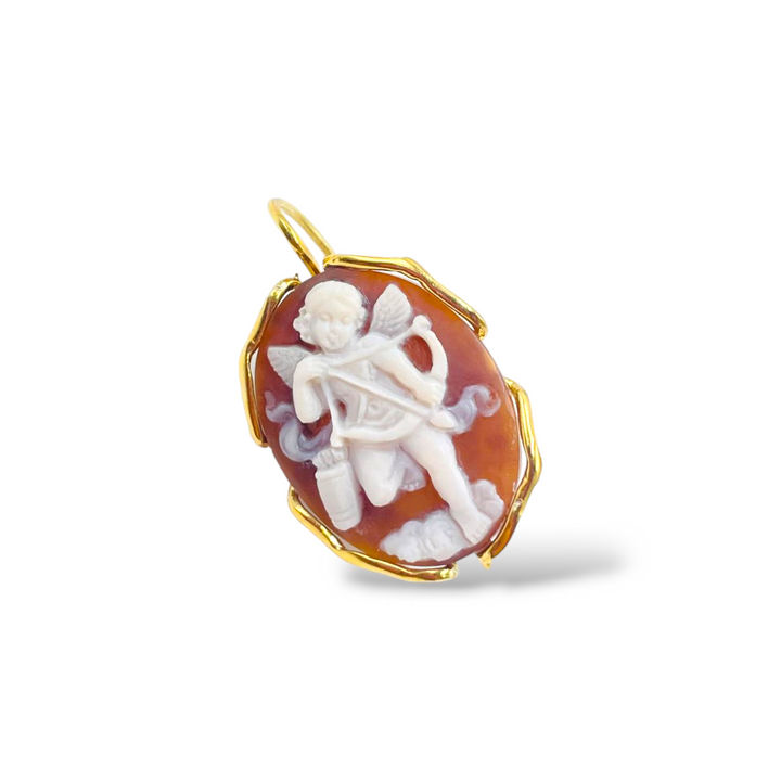 Angel Cameo Earrings Mounted on Silver