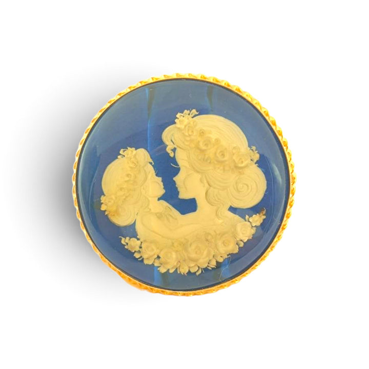 Anello Connubio d'amore di Ambra blu montato in Argento Dorato