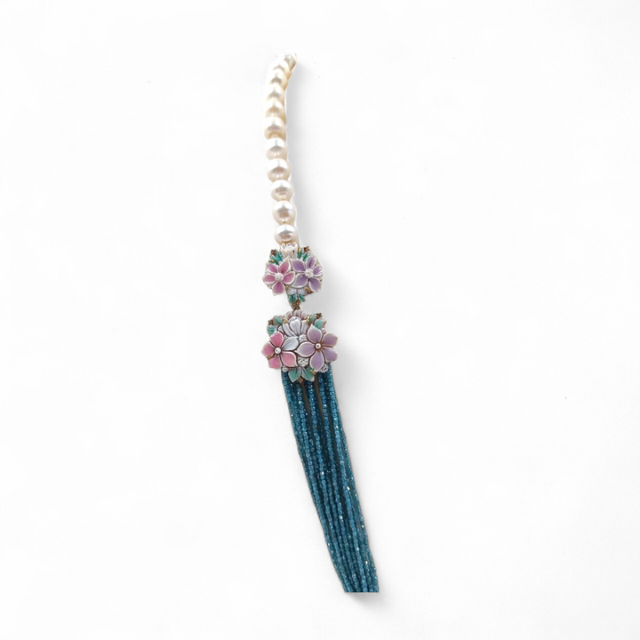 Collana Fiori di Cammeo, Perle e Zirconi montata in Argento Dorato
