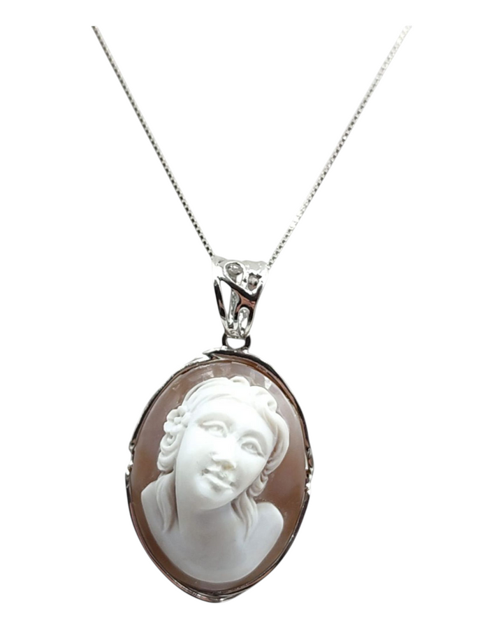 END OF COLLECTION - "goddess of love" pendant necklace in cameo mounted on silver