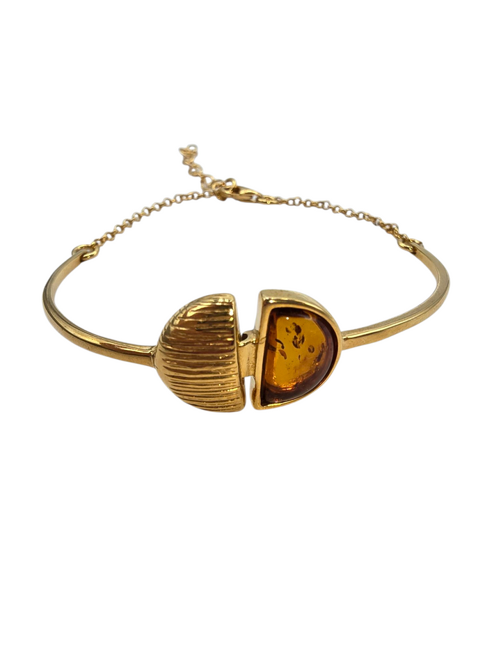 Amber patch bracelet mounted in silver