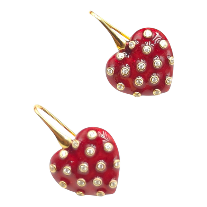 LOVE LINE - ENAMELED HEART EARRINGS