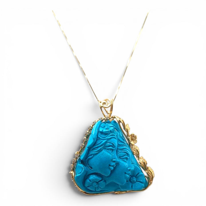 Cabochon “madre e figlia” in turchese originale