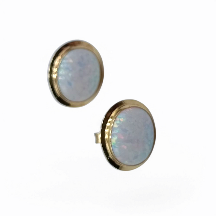 END OF COLLECTION - Opal patch earrings mounted on silver
