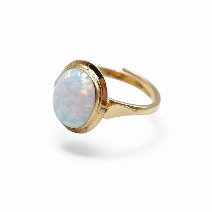 END OF COLLECTION - Oval opal ring mounted on silver
