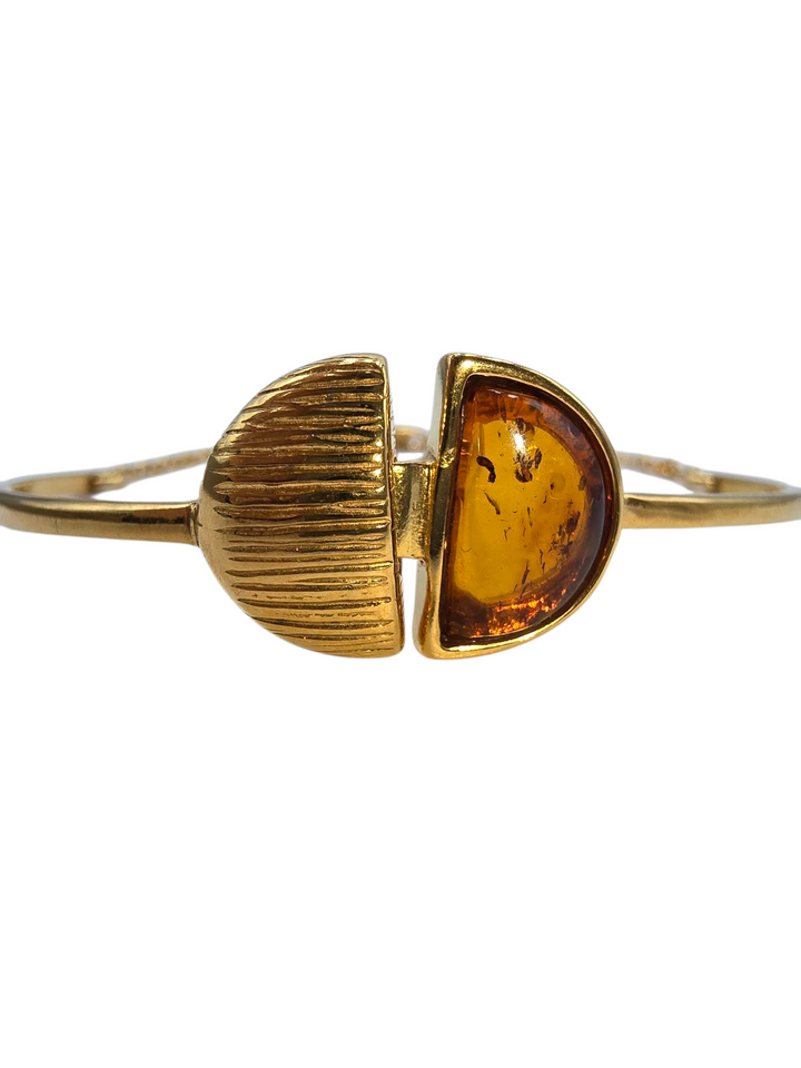 Amber patch bracelet mounted in silver