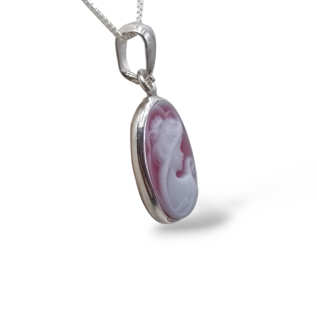 Wind Goddess Pendant on Red Agate Mounted in Silver