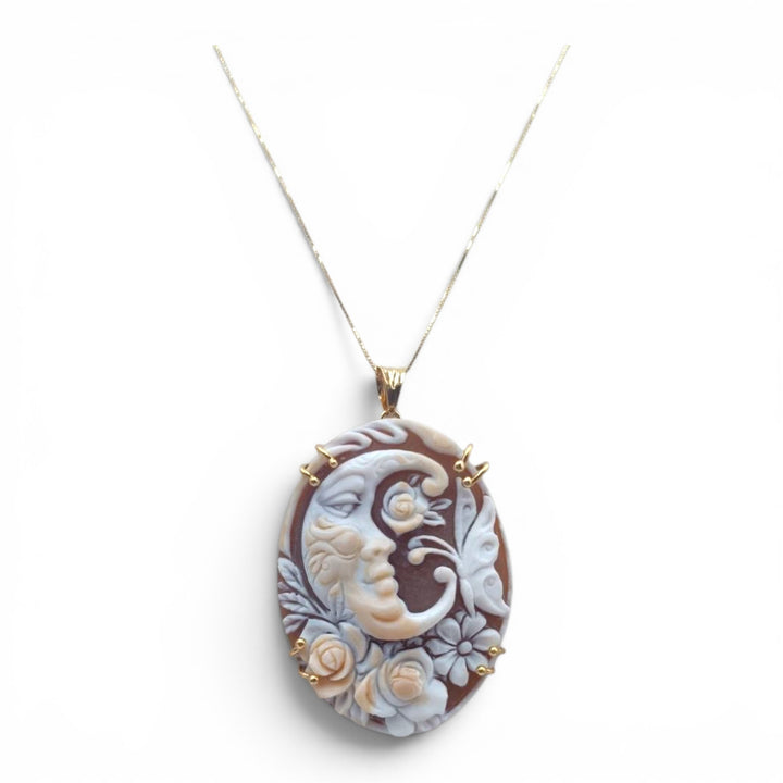 Collana con Ciondolo La Luna di Cammeo montato in Argento Dorato
