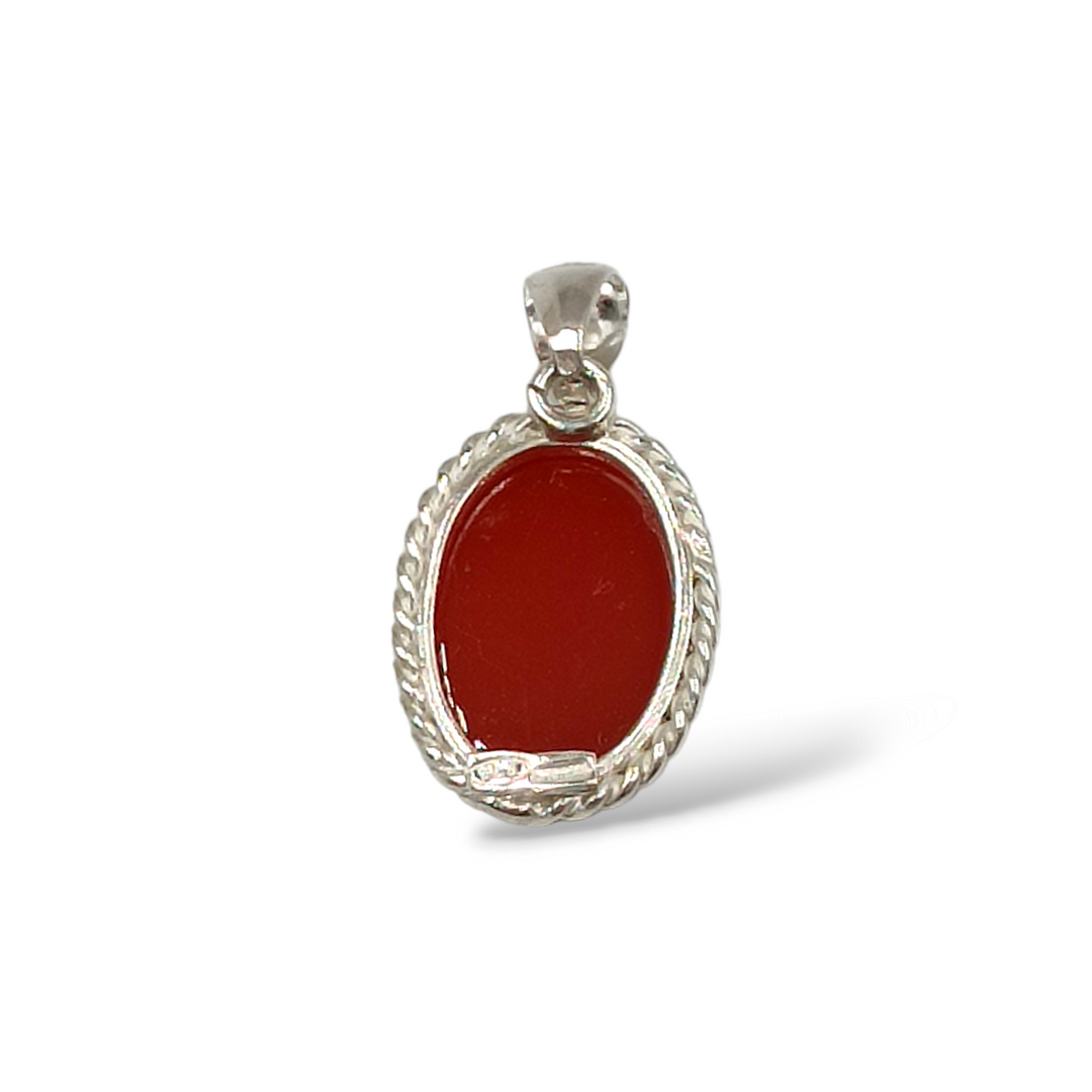 Wind Goddess Pendant on Red Agate Mounted in Silver