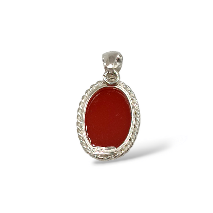 Wind Goddess Pendant on Red Agate Mounted in Silver