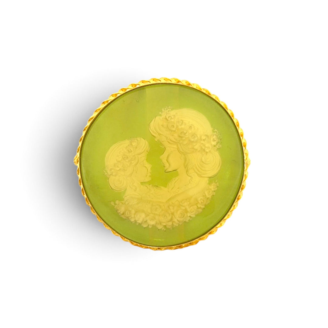 Anello Connubio d'amore  di Ambra verde montato in Argento Dorato