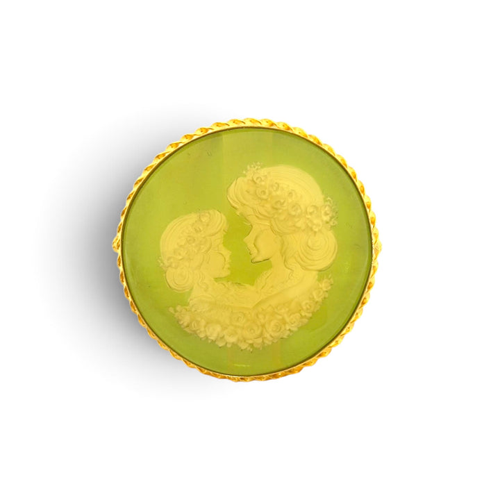 Anello Connubio d'amore  di Ambra verde montato in Argento Dorato