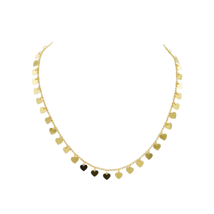 "Hearts" necklace in white, gold-plated and copper-plated silver