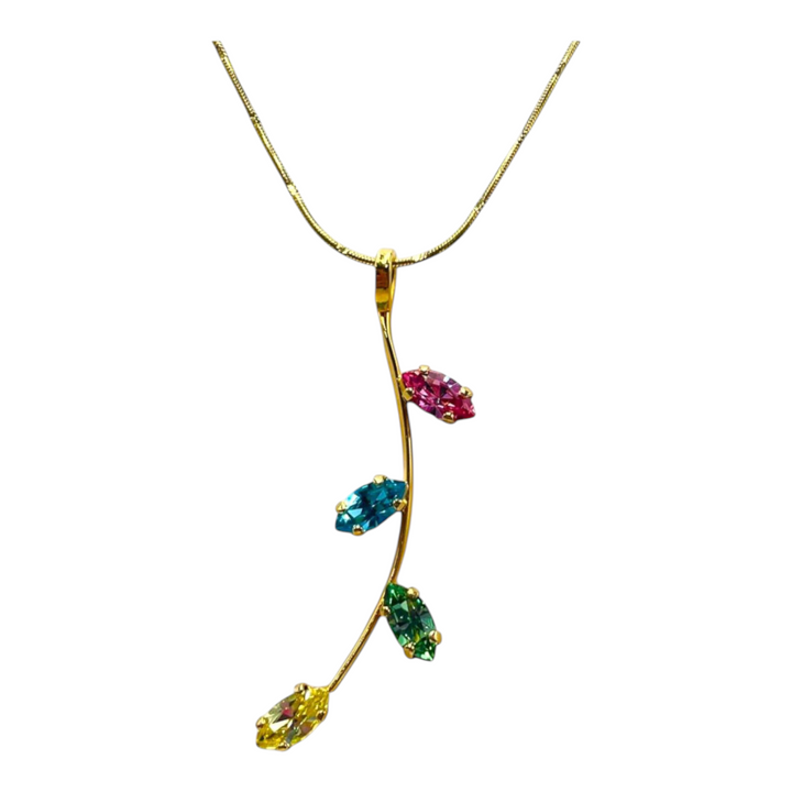 Precious Crystal Colorful Leaves Pendant Necklace