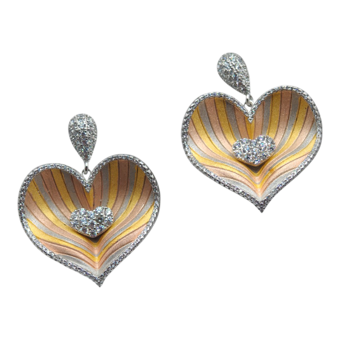 Orecchini cuori in argento multicolor