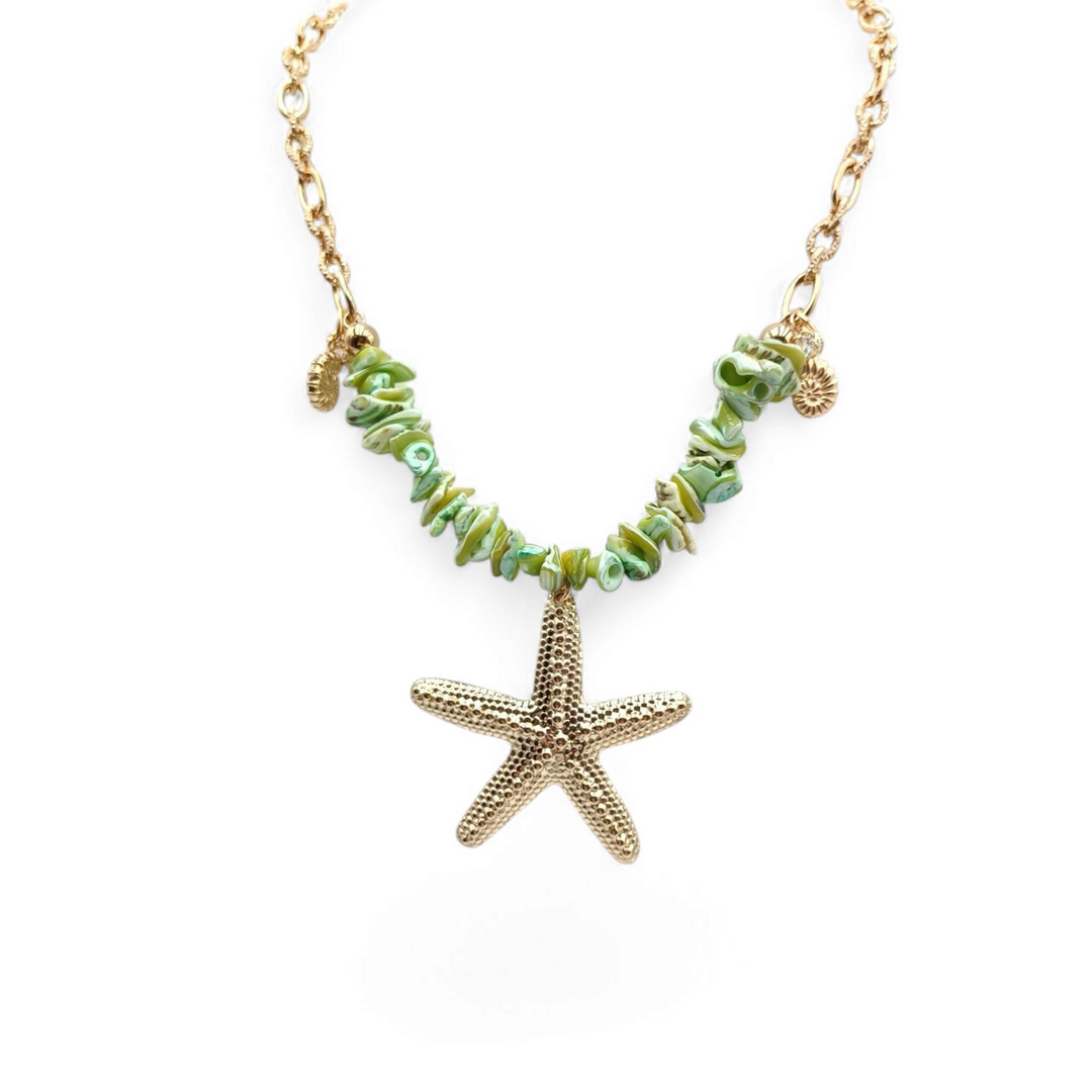 END OF COLLECTION - Steel and Agate Star Necklace