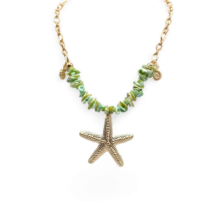 END OF COLLECTION - Steel and Agate Star Necklace