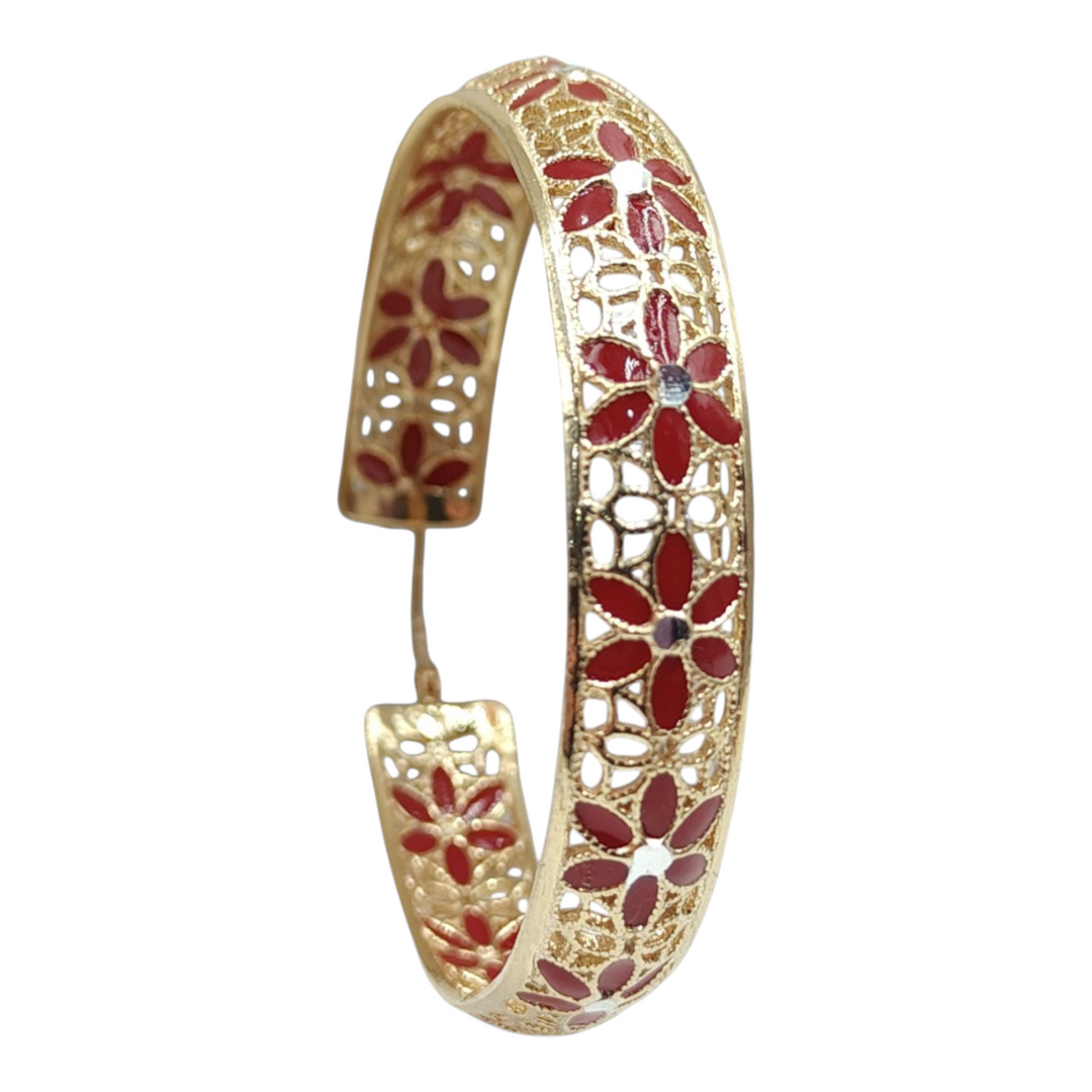 Orecchini cerchio fiori in argento smaltato lavorazione filigrana