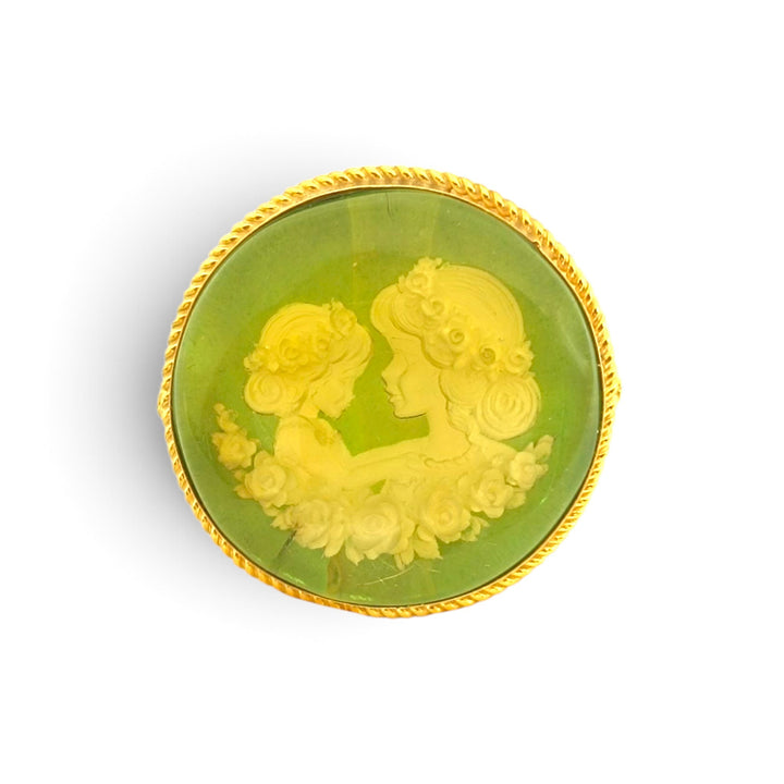Anello Connubio d'amore  di Ambra verde montato in Argento Dorato