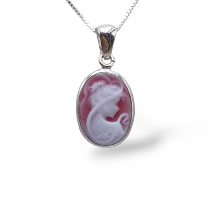 Wind Goddess Pendant on Red Agate Mounted in Silver