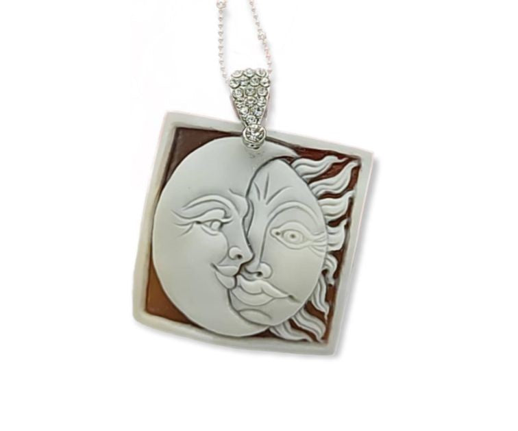Collana ciondolo fiori in cammeo e montato su argento 925 Lucia Vitiello Gioielli di Napoli