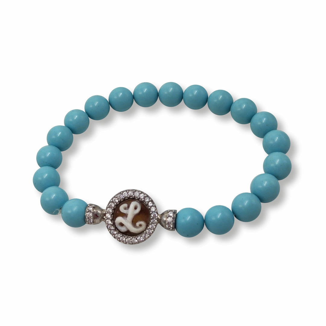 Bracciale iniziale in cammeo montato su pasta turchese Lucia Vitiello Gioielli di Napoli