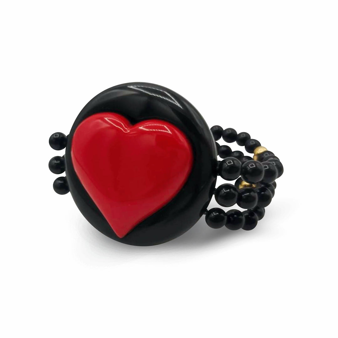 Bracciale cuore in pasta di corallo montato su agata Lucia Vitiello Gioielli di Napoli