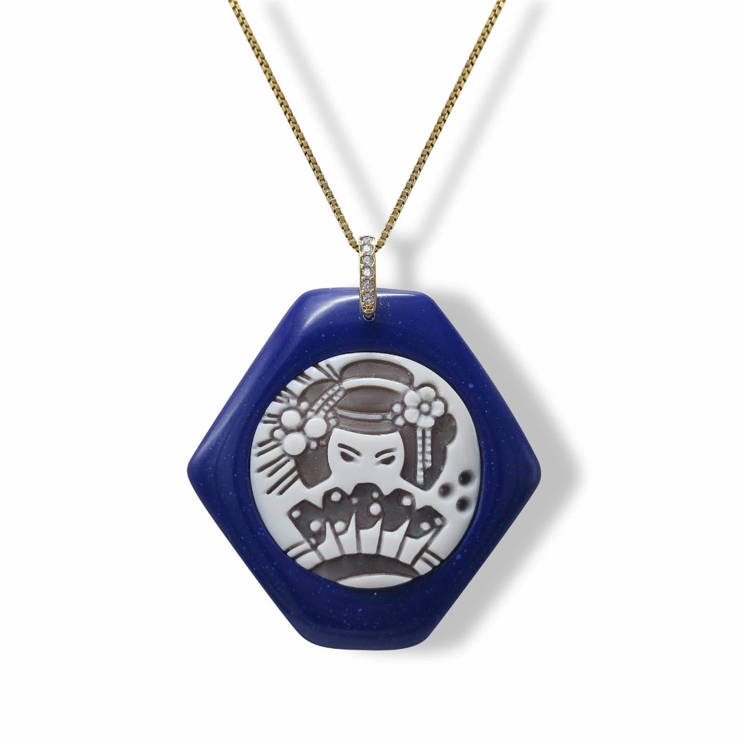 Collana Sachico in cammeo montato su pasta di lapis Lucia Vitiello Gioielli di Napoli