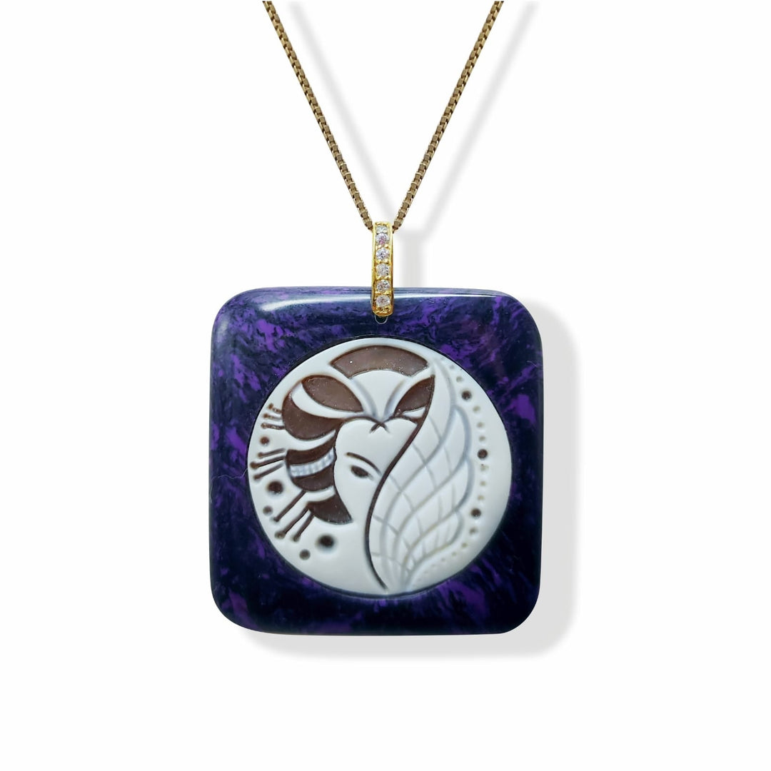Linea orientale - Collana  ciondolo Sudoku in cammeo montato su malachite Lucia Vitiello Gioielli di Napoli