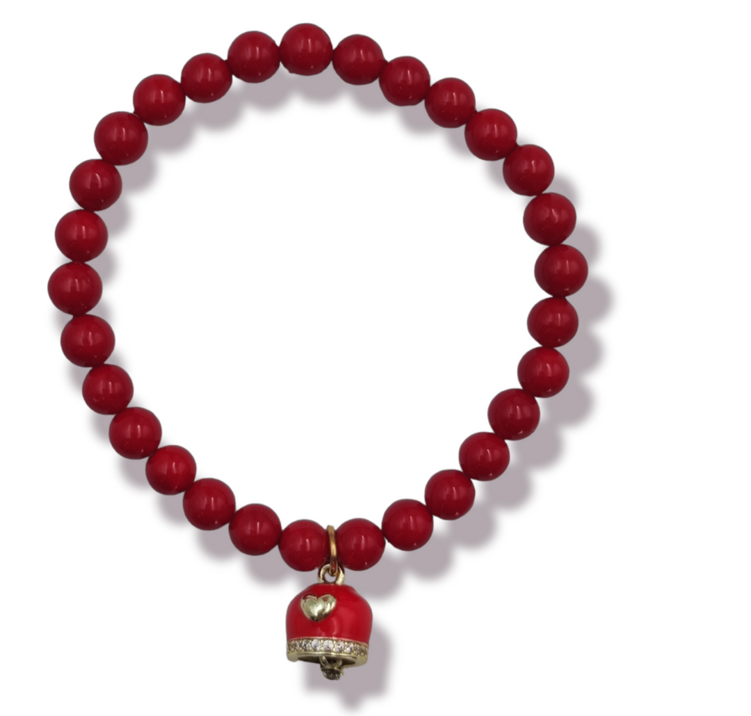 woven bracelet with coral flower