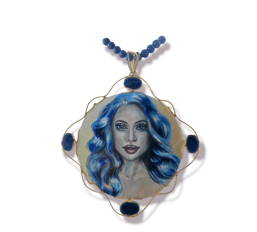Collana ciondolo Azzurra in madreperla montata su argento