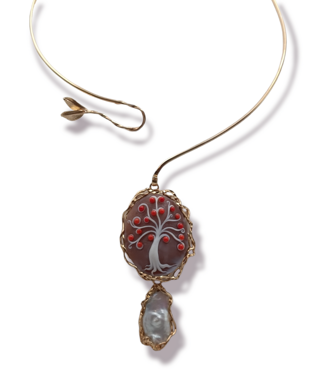 Collana ciondolo albero della vita multifunzionale su cammeo