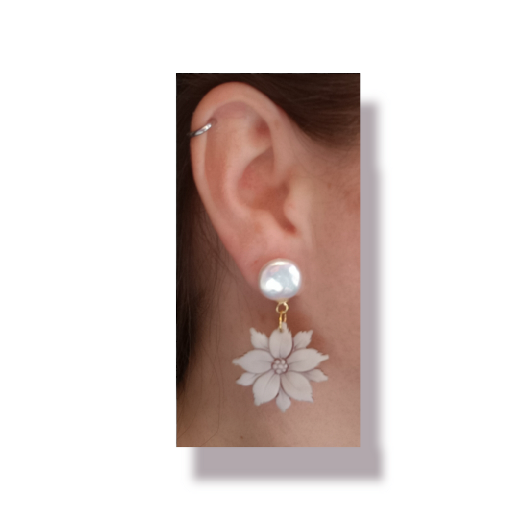 Flower earrings on cameo