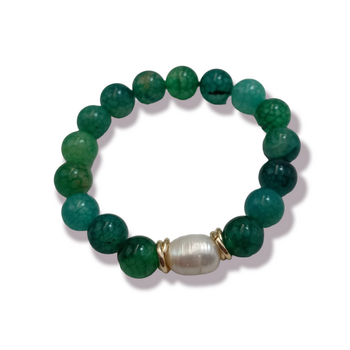 END OF COLLECTION - Agate pearl bracelet mounted on silver