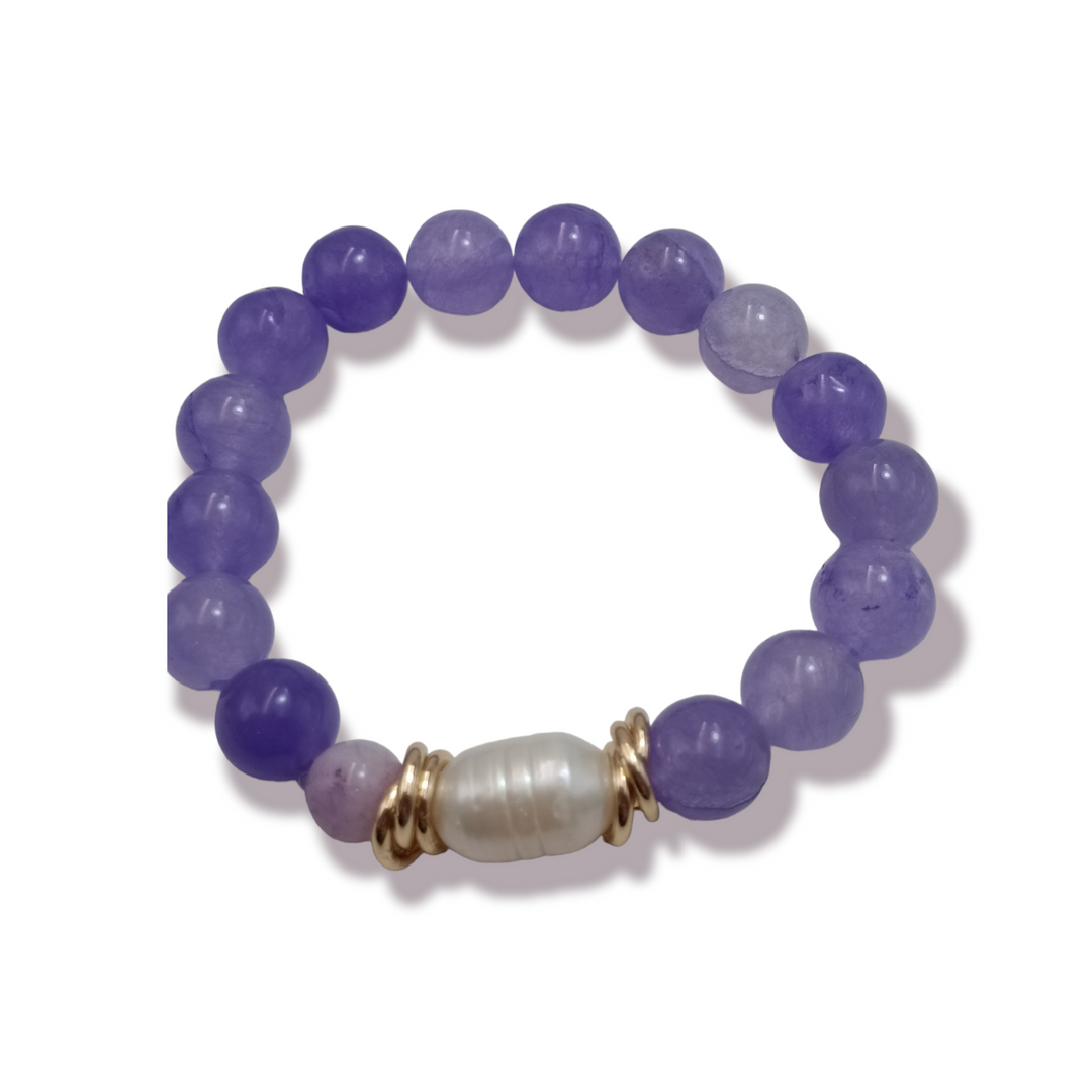 END OF COLLECTION - Agate pearl bracelet mounted on silver