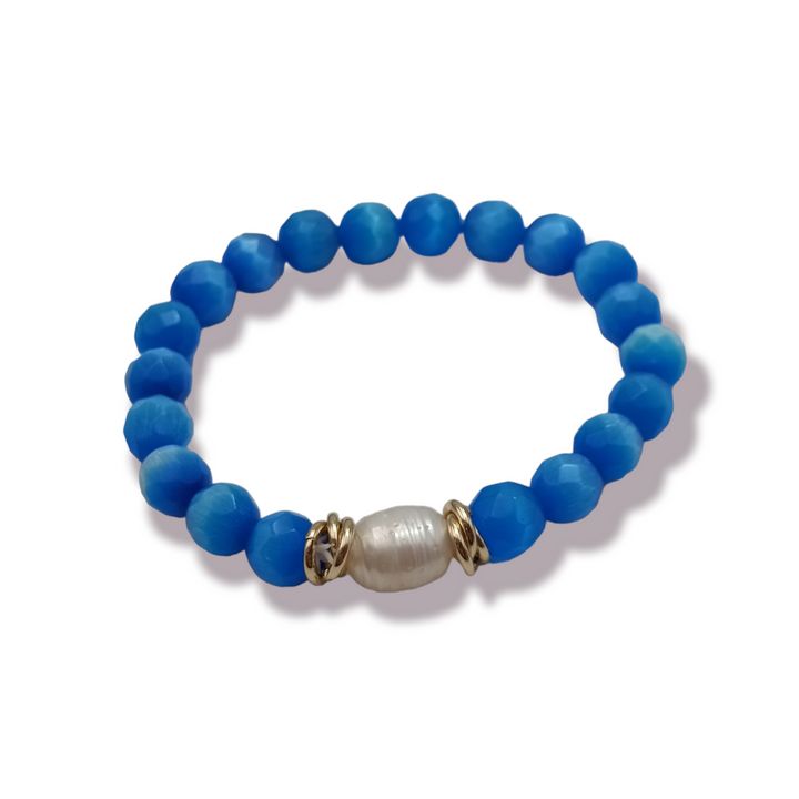 END OF COLLECTION - Agate pearl bracelet mounted on silver