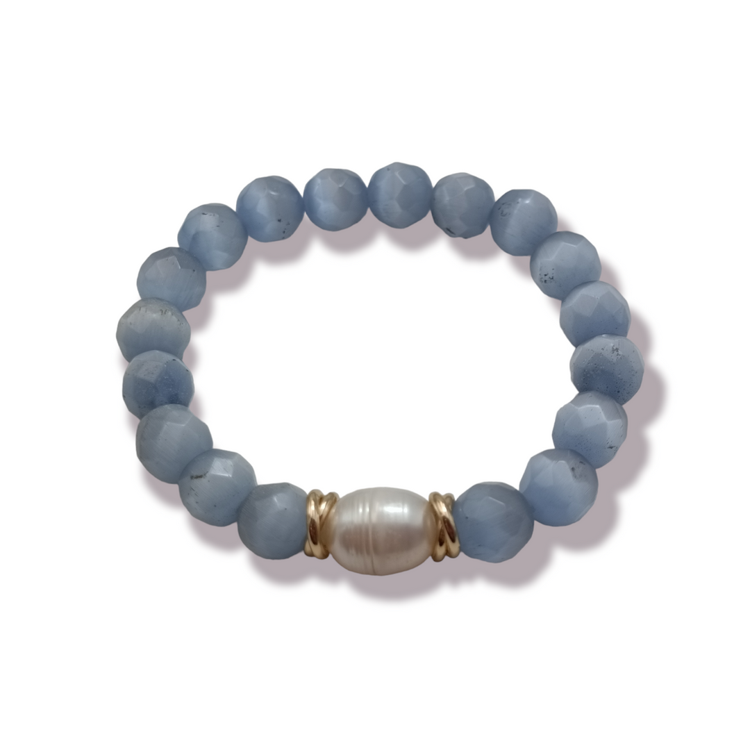 END OF COLLECTION - Agate pearl bracelet mounted on silver