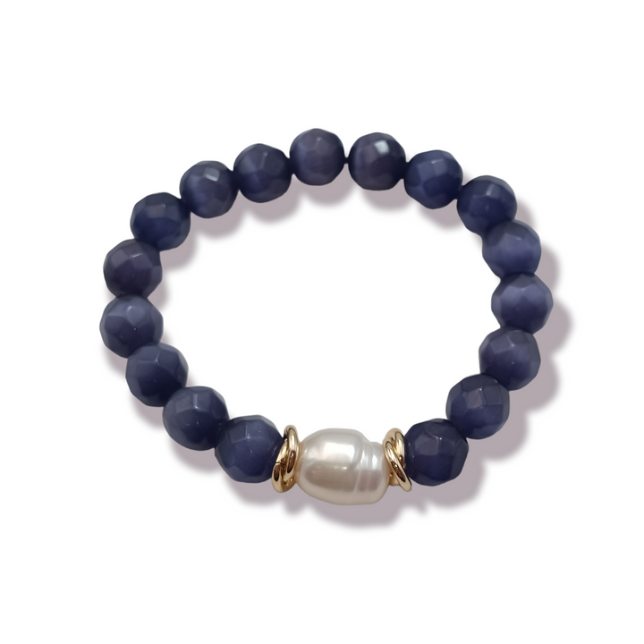 END OF COLLECTION - Agate pearl bracelet mounted on silver